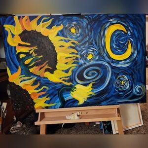 Van gogh inspired sun flower painting 3ftLx2ftW